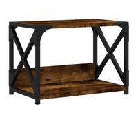 vidaXL 2-Tier Printer Stand in Smoked Oak - Engineered Wood and Metal Frame - Desk Organiser - Side Table - Bookshelf