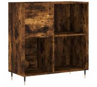 vidaXL Engineered Wood Record Cabinet - Smoked Oak Color - Vinyl Record Storage Unit with Sturdy Top, Industrial Style Iron Feet