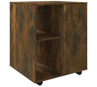 vidaXL Rolling Cabinet Smoked Oak - Mobile Engineered Wood Office/Living Room Storage with Side Drawer, 60x53x72 cm