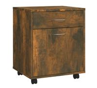 (smoked oak) vidaXL Rolling Cabinet Office Side Table Hall Drawer Cabinet Engineered Wood