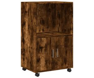 (smoked oak) vidaXL RollingÂ Cabinet Office Storage Cabinet Engineered Wood