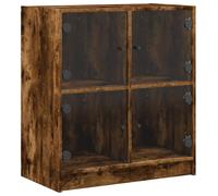 (smoked oak) vidaXL Side Cabinet with Glass Doors Hall Storage Cabinet Cupboard Smoked Oak