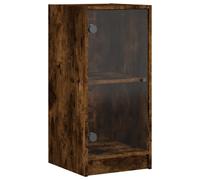 (smoked oak) vidaXL Side Cabinet with Glass Doors Hall Storage Cabinet Cupboard Sonoma Oak