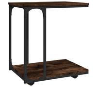 (smoked oak) vidaXL Side Table with Wheels Engineered Wood Couch End Table Multi Colours