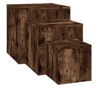 (Smoked oak) vidaXL Side Tables Coffee Sofa Hallway Accent Table Engineered Wood3 pcs