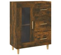 vidaXL Single Glass Door 3 Drawer Smoked Oak Sideboard - Size: 90 x 69.5 x 34cm - Brown - Wilko