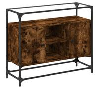 (smoked oak) vidaXL Sideboard with Glass Top Storage Cupboard Side Cabinet Engineered Wood