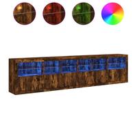 (smoked oak) vidaXL Sideboard with LED Lights Cupboard Highboard Storage Cabinet Black