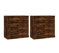 (smoked oak) vidaXL Sideboards Storage Cabinet Cupboard Highboard 2 pcs Engineered Wood