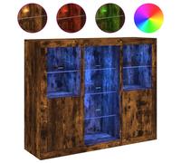 (smoked oak) vidaXL Sideboards with LED Lights Cupboard 3 pcs Smoked Oak Engineered Wood