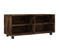 vidaXL 4 Door Smoked Oak TV Cabinet with Castors - Size: 35 x 90 x 35cm - Brown - Wilko