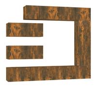 TV Cabinet Set 7 Piece Smoked Oak Engineered Wood Stand Media Unit vidaXL