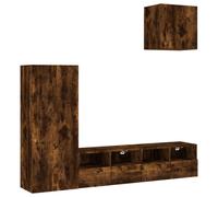 (smoked oak) vidaXL TV Wall Units 4 Piece Floating TV Wall Unit TV Stand Engineered Wood