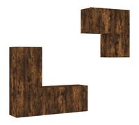 (smoked oak) vidaXL TV Wall Units 4 Piece Floating TV Wall Unit TV Stand Engineered Wood
