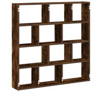 (smoked oak) vidaXL Wall Cube Shelf Floating Storage Shelf 12 Compartments Engineered Wood