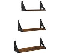 Vidaxl 3 Piece Wall Shelf Set Smoked Oak Engineered Wood