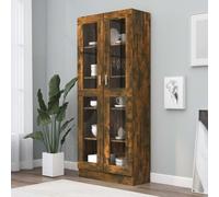 Smoked Oak Vitrine Cabinet 82.5x30.5x185.5cm Engineered Wood & Glass 2-Door Tall
