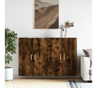 Smoked Oak Wall Cabinets Set of 2, Engineered/Eucalyptus Wood, 69.5x34x90cm set