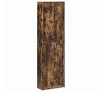 Smoked Oak Wardrobe Made of Wood 55 x 25 x 189 cm with 5 Shelves and 2 Doors, Modern Storage Space for Bedroom, Wardrobe, Dressing Room, Compact Storage Solution