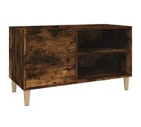 Smoked Oak Wood Composite Panel Cabinet with Storage Space 84.5 x 38 x 48 cm, Sturdy Vinyl Cabinet for Living Room, Office, Modern Storage, Natural Wooden Legs, Versatile Multi-Purpose Cabinet