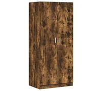 Smoked Oak Wood Material Wardrobe 80 x 52 x 180 cm with Clothes Rail and Storage Space for Bedroom and Dressing Room, Modern Revolving Door Wardrobe with Robust Frame and Practical