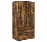 Smoked Oak Wood Wardrobe with 2 Drawers and Doors 79.5 x 49 x 156 cm, Modern Storage Space for Bedroom, Wardrobe, Dressing Room