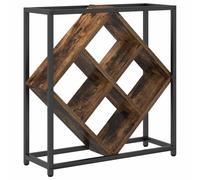 Smoked Oak Wood Wine Rack 51 x 18 x 52.5 cm with 16 Bottles Capacity Space Saving for Kitchen Dining Room Living Room