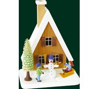 Smokehouse with Snowman Height 18cm NEW Erzgebirge Incense Figure