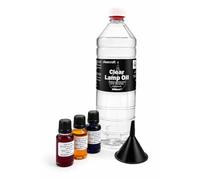 SMOKELESS and ODOURLESS Clear LAMP Oil - 1 Litre - Plus 3 Colour DYE Pack for Colouring LAMP Oil. with Free Funnel