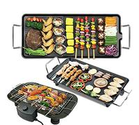 Smokeless Electric Grill Electric Table Top Grill Teppanyaki Grill Large Table Top Breakfast Cooking Plate Indoor BBQ Grill Hot Plate with Built In Drip Tray, Adjustable Temperature, XL 67x29.5x8.5cm