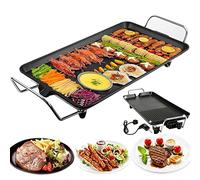 Smokeless Electric Grill, Indoor BBQ and Griddle Hot Plate, Teppanyaki Grill, Non-Stick, Detachable Temperature Control, Drip Tray, Party Table Top Grilling, 1500 W, Black (48 x 27 x 8 cm)