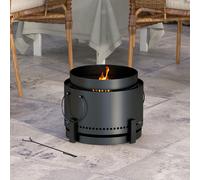 Outsunny 37cm Smokeless Wood Burning Firepit Metal Fire Pit, Dark Grey - Black - Metal - Φ37 x 32Hcm