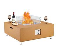 Smokeless Outdoor Fire Pit, 56 Inch Rectangular Propane Table with Fire & Ice Design, 50,000 BTU Outdoor Fireplace, Includes Wind Guard, Lid & Rain Cover