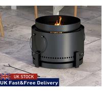 Smokeless Wood Burning Firepit Metal Fire Pit, Black 37cm