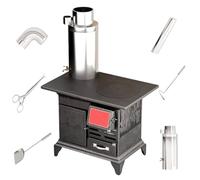 Smokeless Wood Burning Stove for Home Heating - Multi-Fuel Indoor Stove with Water Tank, Oven, and Cooktop