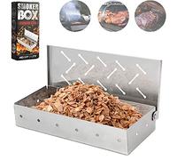 Smoker Box for BBQ Grill Wood Chips -Smoker Grill Accessories - Charcoal & Gas Barbecue Meat Smoking with Hinged Lid - Best Grilling Accessories & Utensils Gift for Dad