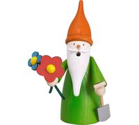 Smoker Gnome With Flowers HxWxD = 16x12x10Cm New Smoker Figurine
