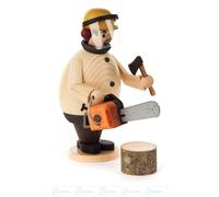 Smoker Max with Chainsaw Height = 16.5cm NEW Ore Mountains Smoke Figure