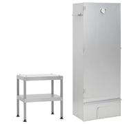 Smoker Oven Galvanised Steel Silver 44.5x29x83cm Outdoor BBQ & Thermometer 12pcs