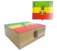 Smoker Rolling Stash Box Large King Size Paper Tips Crusher Storage Solution for Accessories & Organization Natural Premium Bamboo Wood wooden bamboo box Christmas fathers day (Leaf 420)