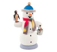 Smoker Snowman with Penguin H=14cm NEW Incense Figure