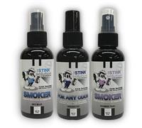 Smokers Odor Eliminating Spray Completely removes Smoke Odors. Proven Formula Using OAM Technology That Safely removes Odors for Good. Three 4 oz bottles One Bamboo Teak, one new Sky Blue and one