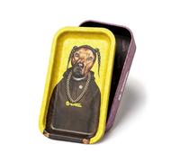 Smokers Store G-Rollz Mini Storage Tin and Rolling Tray Lid, Metal, 2-in-1 Design, Portable Stash Box, 12.3 x 7 x 3.2cm (Dog With Chains)