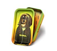 Smokers Store G-Rollz Mini Storage Tin and Rolling Tray Lid, Metal, 2-in-1 Design, Portable Stash Box, 12.3 x 7 x 3.2cm (Reggae Dog)