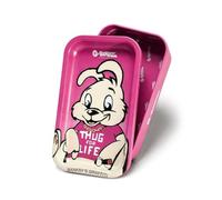Smokers Store G-Rollz Mini Storage Tin and Rolling Tray Lid, Metal, 2-in-1 Design, Portable Stash Box, 12.3 x 7 x 3.2cm (Thug Life)