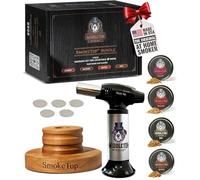 SmokeTop Cocktail Smoker Kit and Torch Gift Set with Cherry, Hickory, Maple, and Oak Wood Chips - Use for Old Fashioned Cocktails, Whiskey, & Bourbon - Whiskey Gift for Men - NO Butane Included