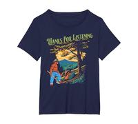 Smokey Bear Thanks for Listening Vintage Mountains T-Shirt, Women's Plus, Navy Blue, 6X