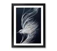 Smokey Bird Framed Print | A2 Black Framed Wall Art | Ready to Hang | Modern Nature Picture | Living Room Bedroom Lounge Office
