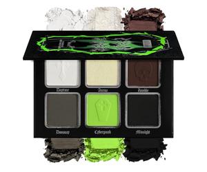 Smokey Black Green Eyeshadow Palette, Neon Green Black White Grey Goth Eye Shadow Makeup, Blendable Matte Shimmering Halloween Goth Eyeshadow for Zombies, Witches, Monsters, Clowns, Vegan