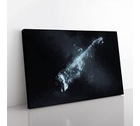 Smokey Electric Guitar In Abstract Modern Art Canvas Wall Art Print Ready to Hang, Framed Picture for Living Room Bedroom Home Office Décor, 60x40 cm (24x16 Inch)